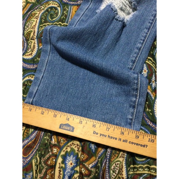 Disclosure Low Rise Wide Leg Distressed Jeans NYC Leopard Patch Blue 00/23 - Picture 5 of 6